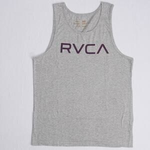 RVCA Tank Top Mens L Heather Gray Purple Big Logo Sleeveless Surf Skate NWOT